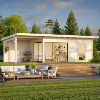 Palmako Andrea 5.95m x 3m Contemporary Log Cabin with Gazebo Sliding Doors (44mm)