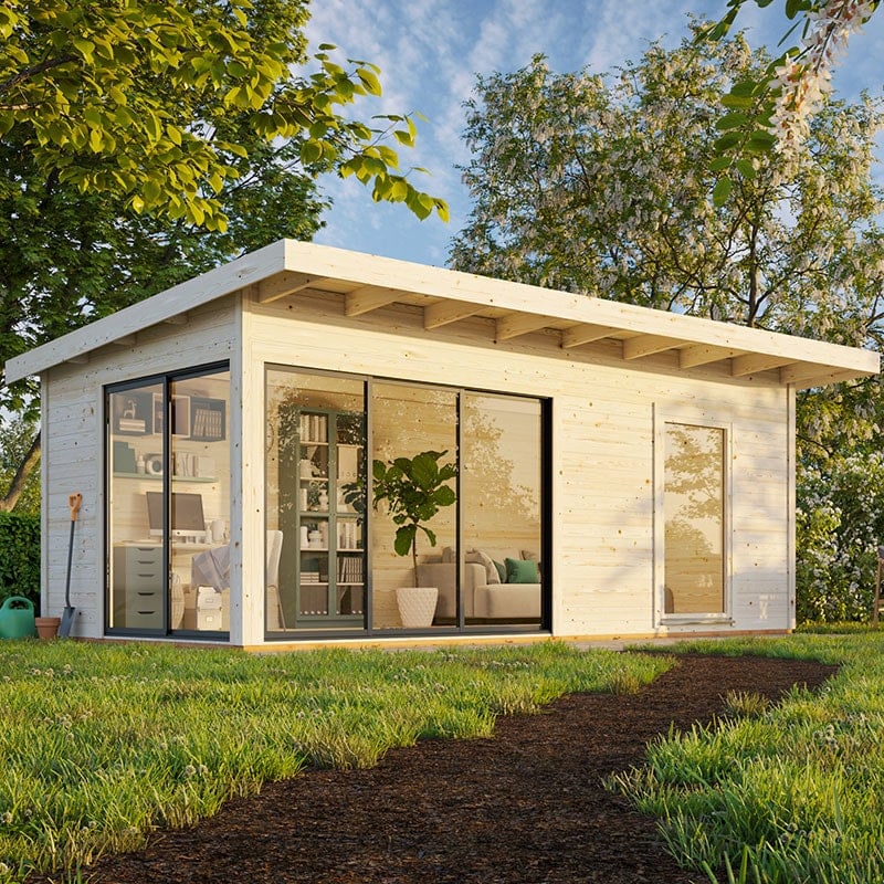 Palmako Andrea 5.95m x 3m Contemporary Log Cabin Sliding Doors (44mm)