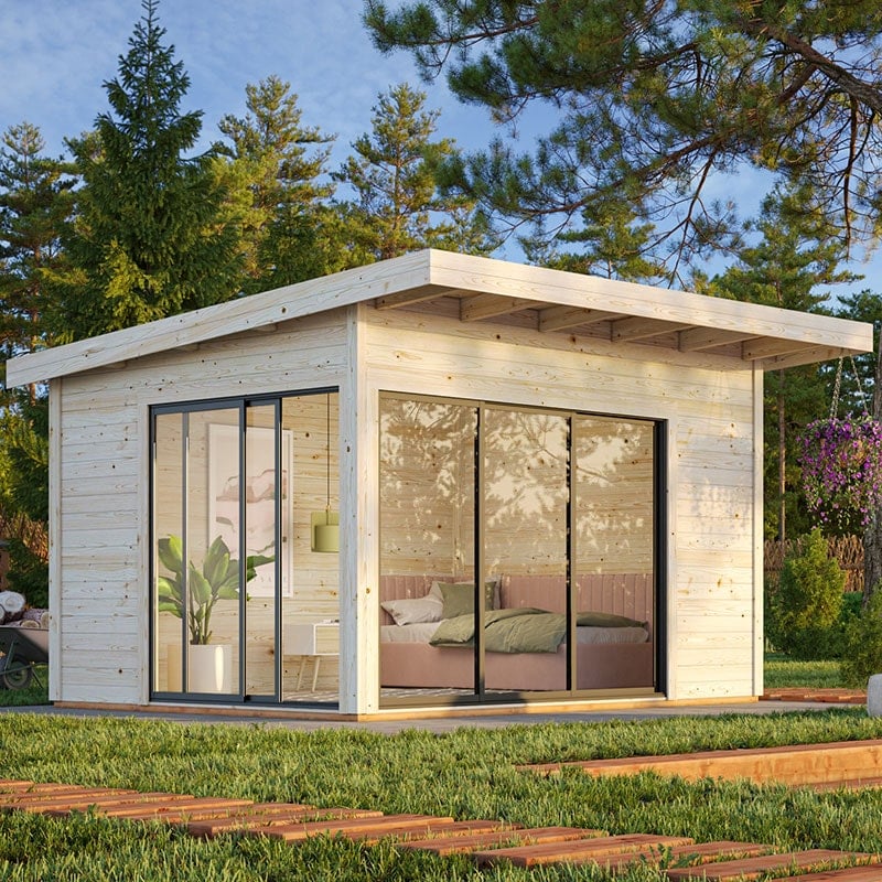 Palmako Andrea 3.9m x 3m Contemporary Log Cabin Sliding Doors (44mm)
