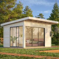 Palmako Andrea 3.9m x 3m Double Glazed Contemporary Log Cabin Sliding Doors Plus (44mm)