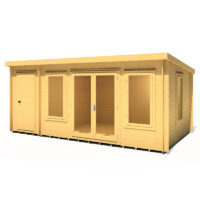 Shire Elm 5.1m x 3m Double Door Log Cabin with Side Shed (19mm)