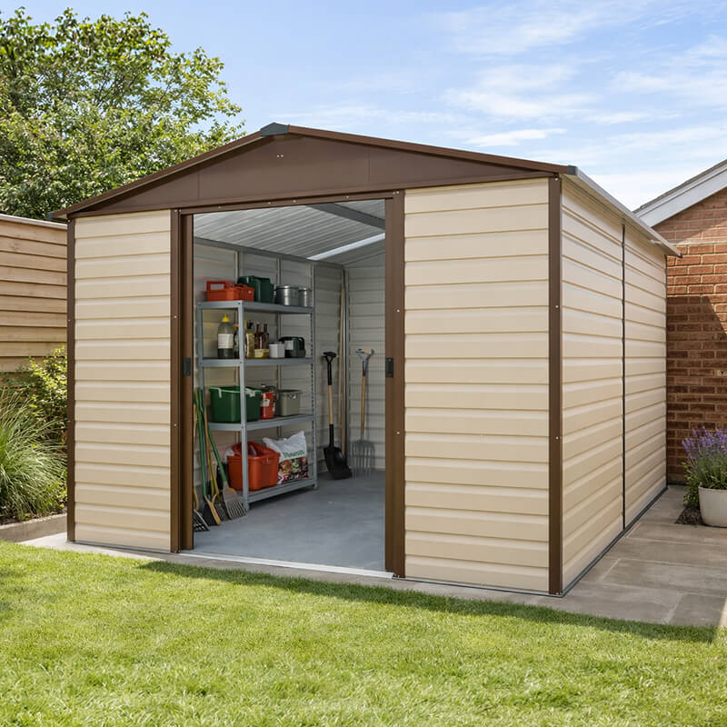 10' x 12'5 Yardmaster Shiplap Metal Shed Brown Finish (3.03m x 3.78m)