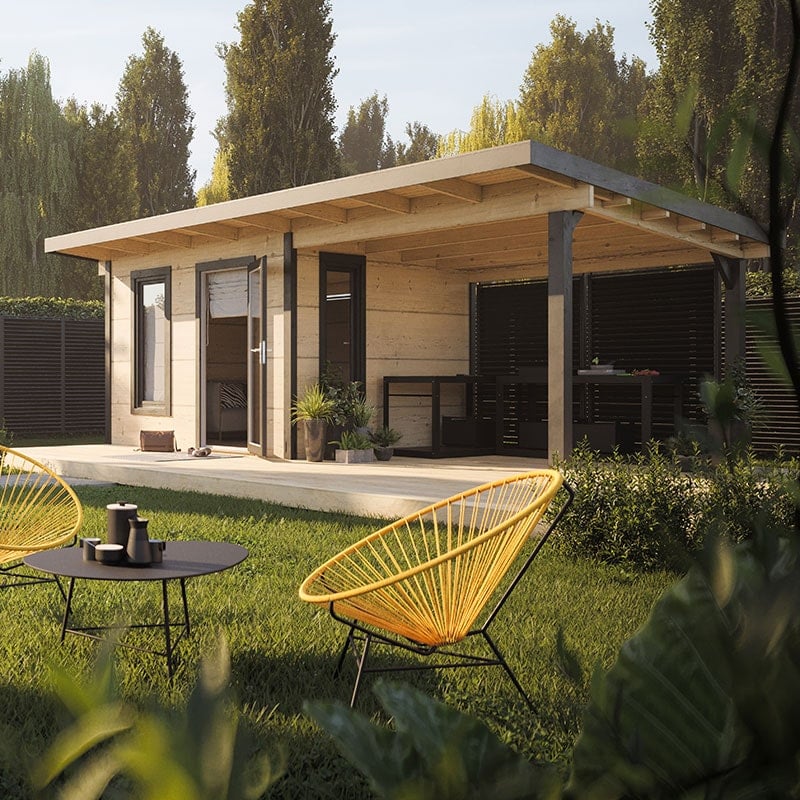Palmako Grace 3m x 2.9m Pent Log Cabin with Gazebo (56mm)