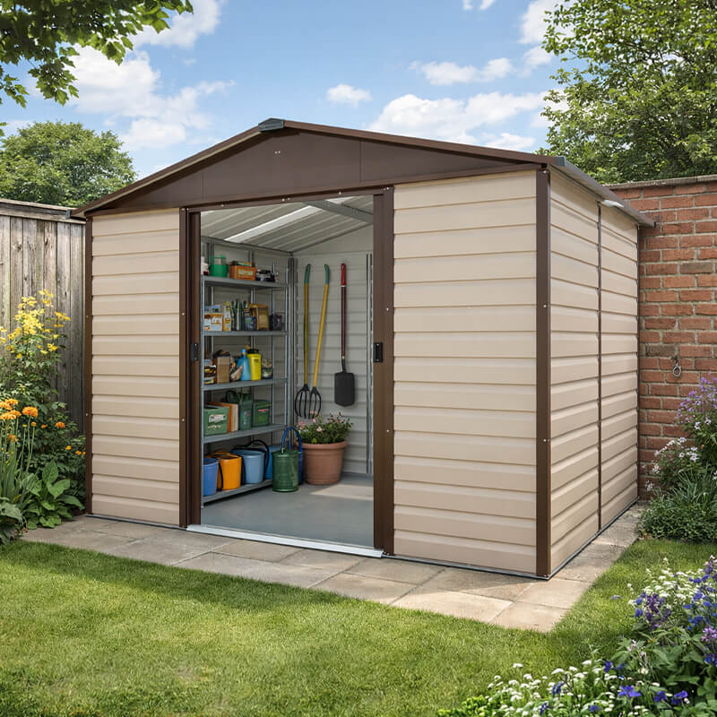 10' x 8' Yardmaster Shiplap Metal Shed Brown Finish (3.03m x 2.37m)