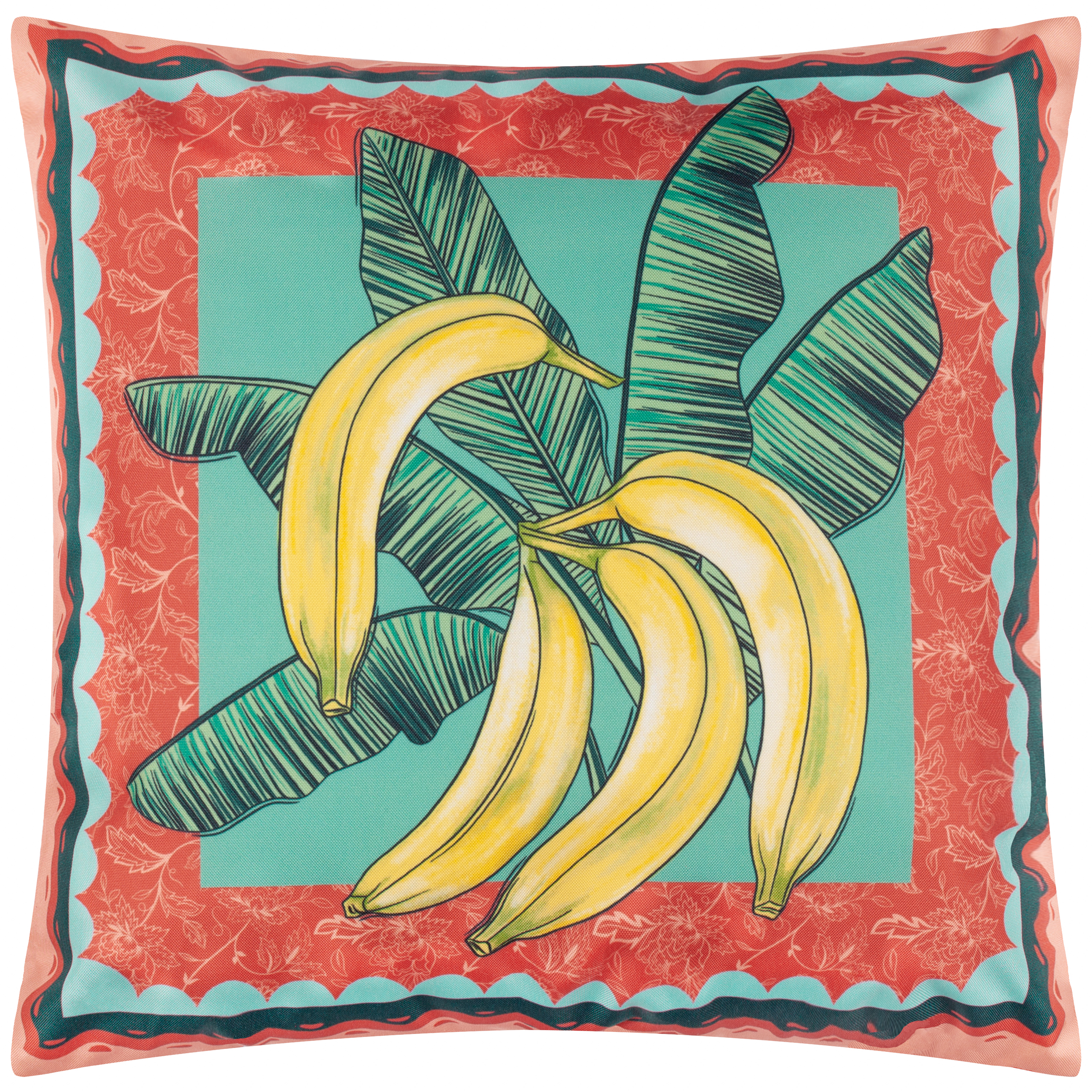 furn. Anemone Bananas Printed Outdoor Cushion Cover - Multicolour - Size 45 cm x 45 cm