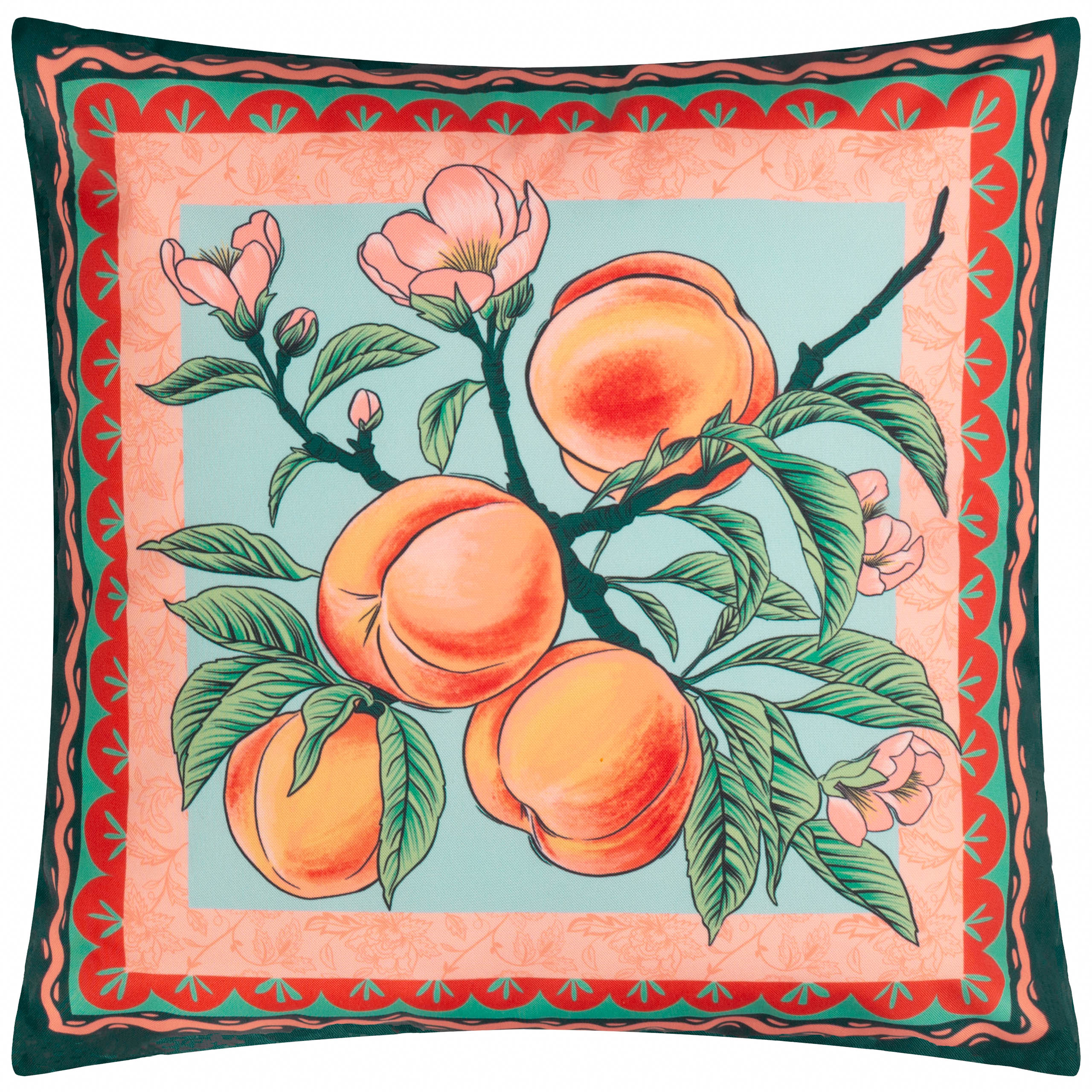 furn. Anemone Peaches Printed Outdoor Cushion Cover - Multicolour - Size 45 cm x 45 cm