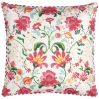 Wylder Nature Claudia Piped Floral Outdoor Cushion Cover - Red - Size 45 cm x 45 cm