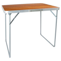 80cm x 60cm Folding Metal Camping Table - Wood