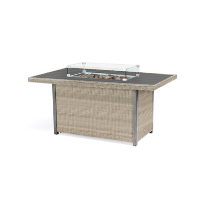 Kettler Palma Oyster Wicker Fire Pit Table with Aluminium Slat Top