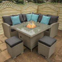 Bracken Outdoors Michigan Mini Corner Casual Dining Firepit Garden Furniture Set