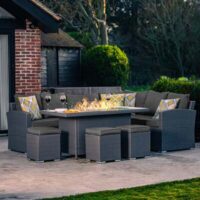 Bracken Outdoors Dakota Casual Dining Rectangular Corner Sofa Garden Furniture Set with Fire Pit Table, Early May 2025