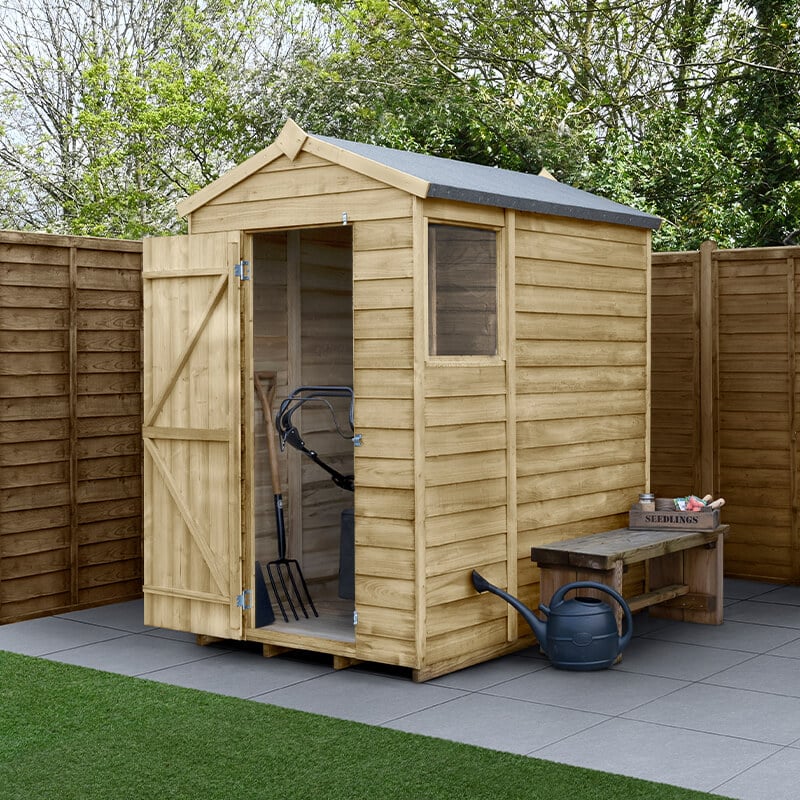6' x 4' Forest 4Life 25yr Guarantee Overlap Pressure Treated Apex Wooden Shed - Next Working Day Delivery