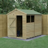 8' x 6' Forest 4Life 25yr Guarantee Overlap Pressure Treated Apex Wooden Shed (2.42m x 1.99m) - Next Working Day Delivery