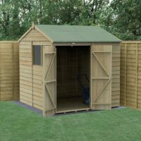 7' x 7' Forest 4Life 25yr Guarantee Overlap Pressure Treated Double Door Reverse Apex Wooden Shed (2.28m x 2.12m)
