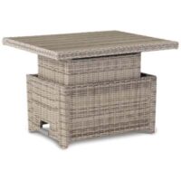 Kettler Palma Signature Mini Oyster Wicker High Low Adjustable Aluminium Wood-Effect Slat Top Table