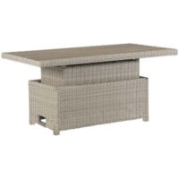 Kettler Palma Signature White Wash Wicker High Low Adjustable Aluminium Wood-Effect Slat Top Table