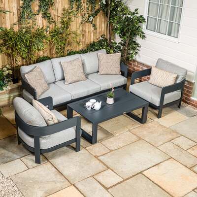 Bracken Outdoors Nevada Anthracite Ripple Aluminium Lounge Sofa Set with Coffee Table