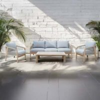 Bracken Outdoors Charlton Acacia Wood and Rope Garden Furniture Lounge Sofa Set with Coffee Table, Late April 2025