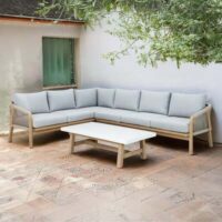 Bracken Outdoors Charlton Acacia Wood and Rope Garden Furniture Corner Sofa Set with Coffee Table