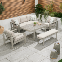 Bracken Outdoors Madison Aluminium Lounge Sofa Set with Armchairs, Table and Bench