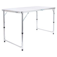 Height Adjustable Aluminium Folding Picnic Table - White