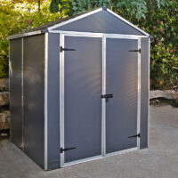 6' x 5' Palram Canopia Rubicon Multi-Wall Premium Dark Grey Plastic Shed (1.85m x 1.53m) â includes free shelf