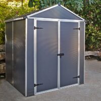 6' x 5' Palram Canopia Rubicon Multi-Wall Premium Dark Grey Plastic Shed (1.85m x 1.53m) â includes free shelf