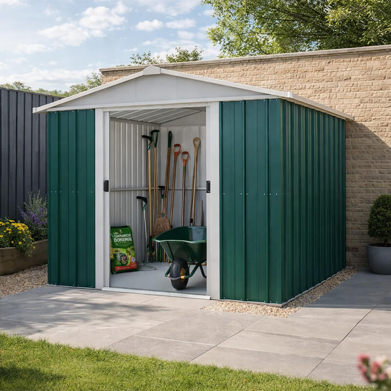 8' x 9' Yardmaster Green Metal Shed (2.42m x 2.80m)