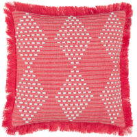 furn. Kadie Outdoor/Indoor Woven Feather Filled Cushion - Pink - Size 45 cm x 45 cm