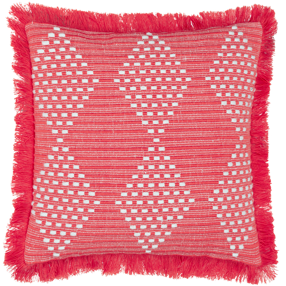 furn. Kadie Outdoor/Indoor Woven Feather Filled Cushion - Pink - Size 45 cm x 45 cm