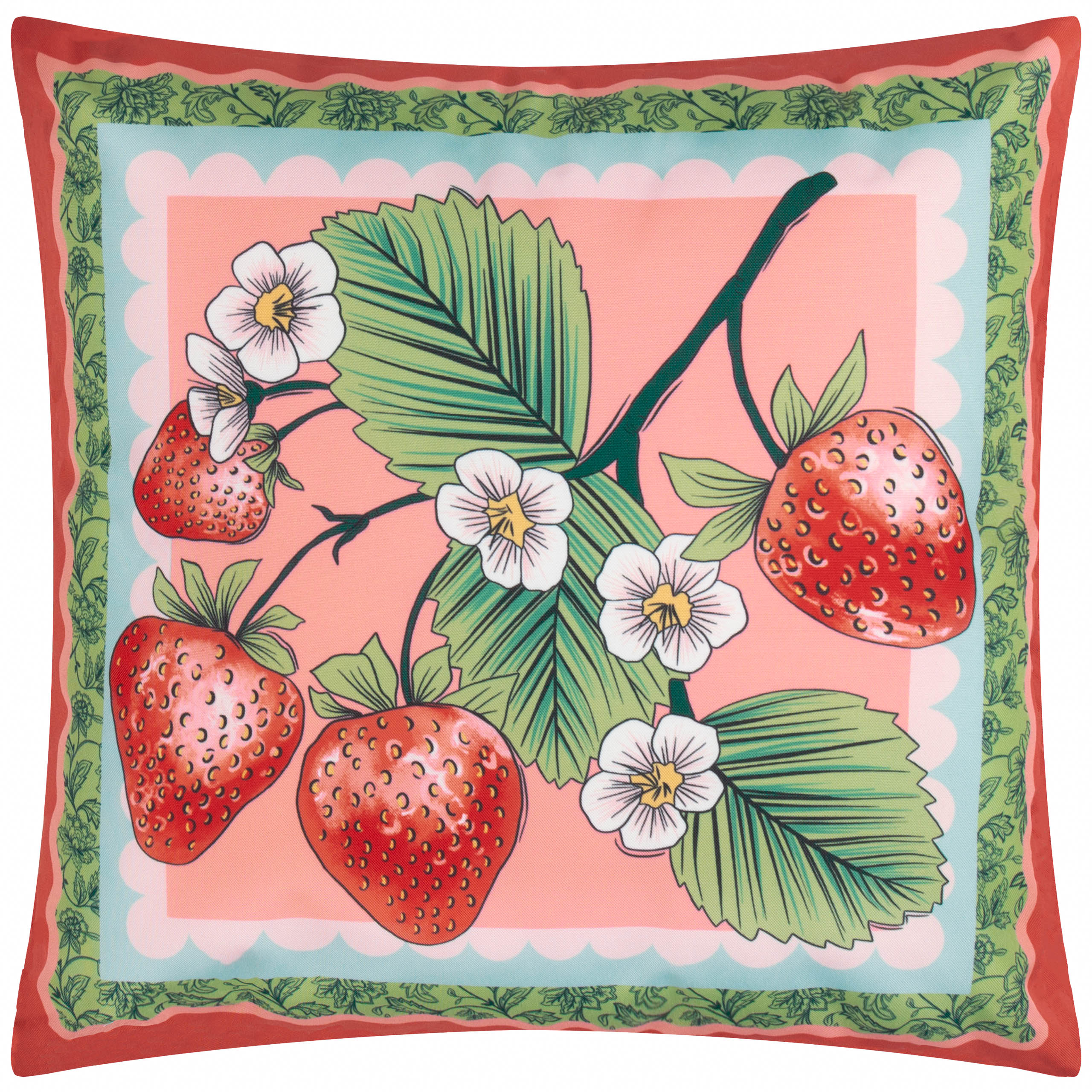 furn. Anemone Strawberries Floral Outdoor Cushion Cover - Multicolour - Size 45 cm x 45 cm
