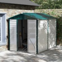 Galvanised 8.8 x 6.3' Single Door Apex Garden Shed Lockable with Window Steel Light Grey by Steadfast