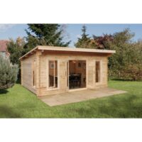 Forest Garden 5 x 4m Mendip Pent Log Cabin No Underlay
