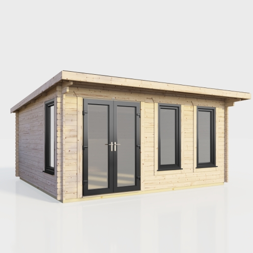 16 x 12 Power Pent Log Cabin Left Doors