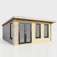 16 x 14 Power Pent Log Cabin Left Doors