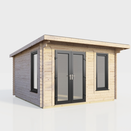 12 x 10 Power Pent Log Cabin Left Doors