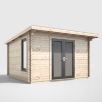 12 x 10 Power Pent Log Cabin Centre Doors