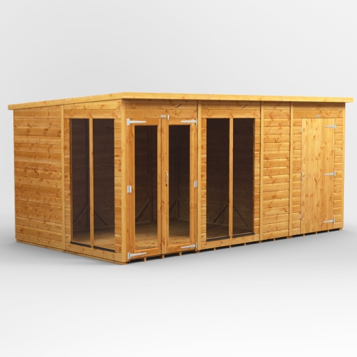 14 x 8 Power Pent Summerhouse With 4ft Side Store