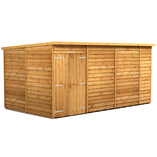 14 x 8 Power Overlap Pent Windowless Double Door Shed