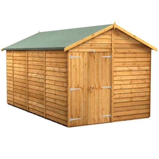 14 x 8 Power Overlap Apex Windowless Double Door Shed