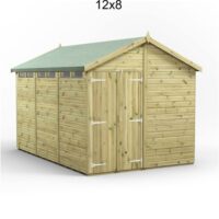 12x8 Premium Powersheds Security Apex Double Doors