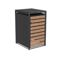 Single Bin Storage with Lid - Woodgrain & Charcoal