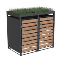 Double Bin Storage with Planter - Woodgrain & Charcoal