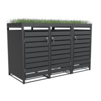 Triple Bin Storage with Planter - Charcoal
