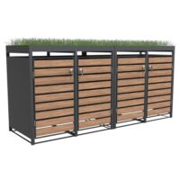Quadruple Bin Storage with Planter - Woodgrain & Charcoal