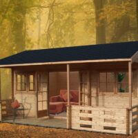 Shire Kingswood 17' 8" x 19' 4" Reverse Apex Log Cabin - Premium 70mm Cladding Tongue & Groove