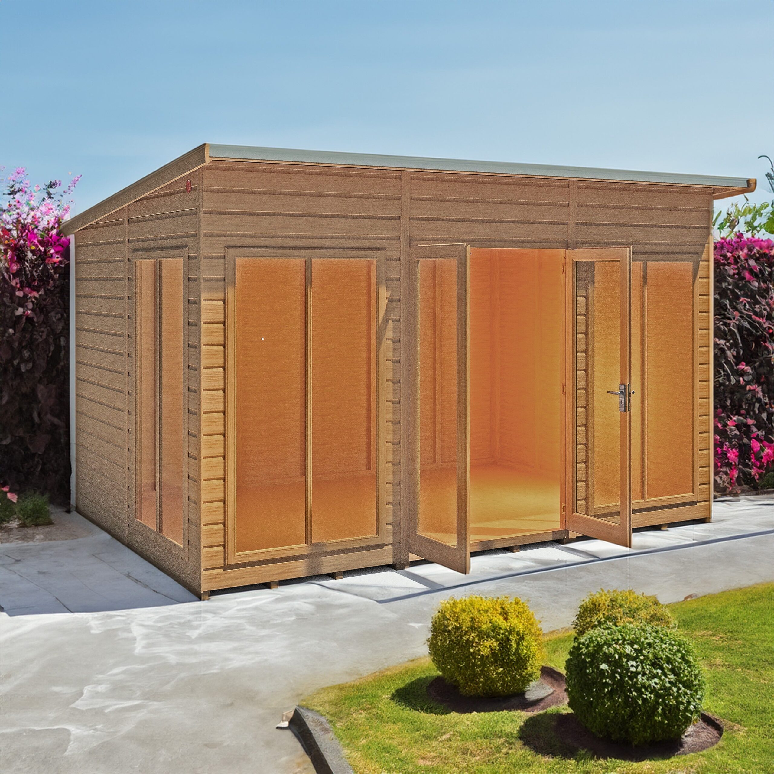 Shire Lela 7' 9" x 11' 8" Pent Summerhouse - Premium Dip Treated Shiplap