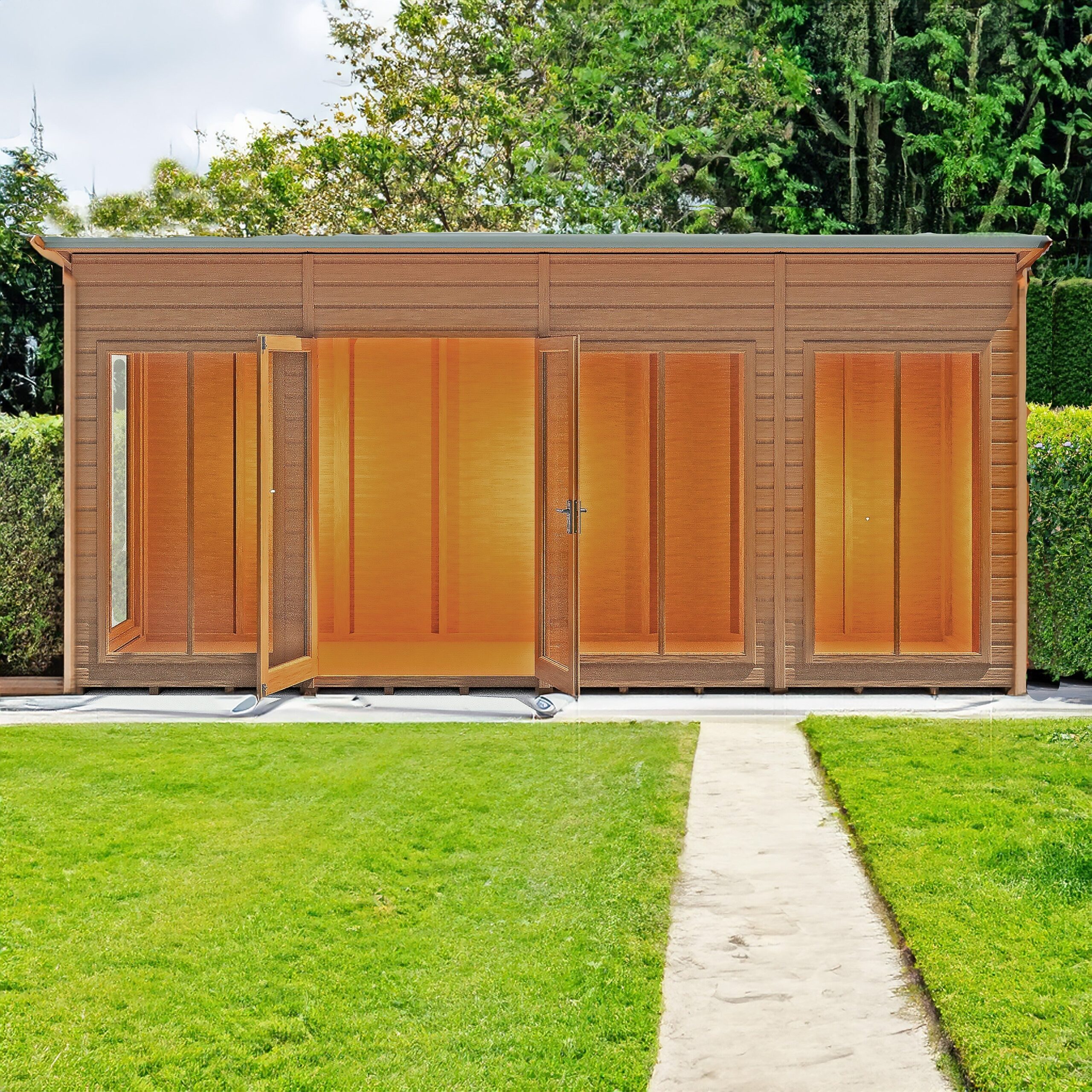 Shire Lela 7' 9" x 15' 7" Pent Summerhouse - Premium Dip Treated Shiplap