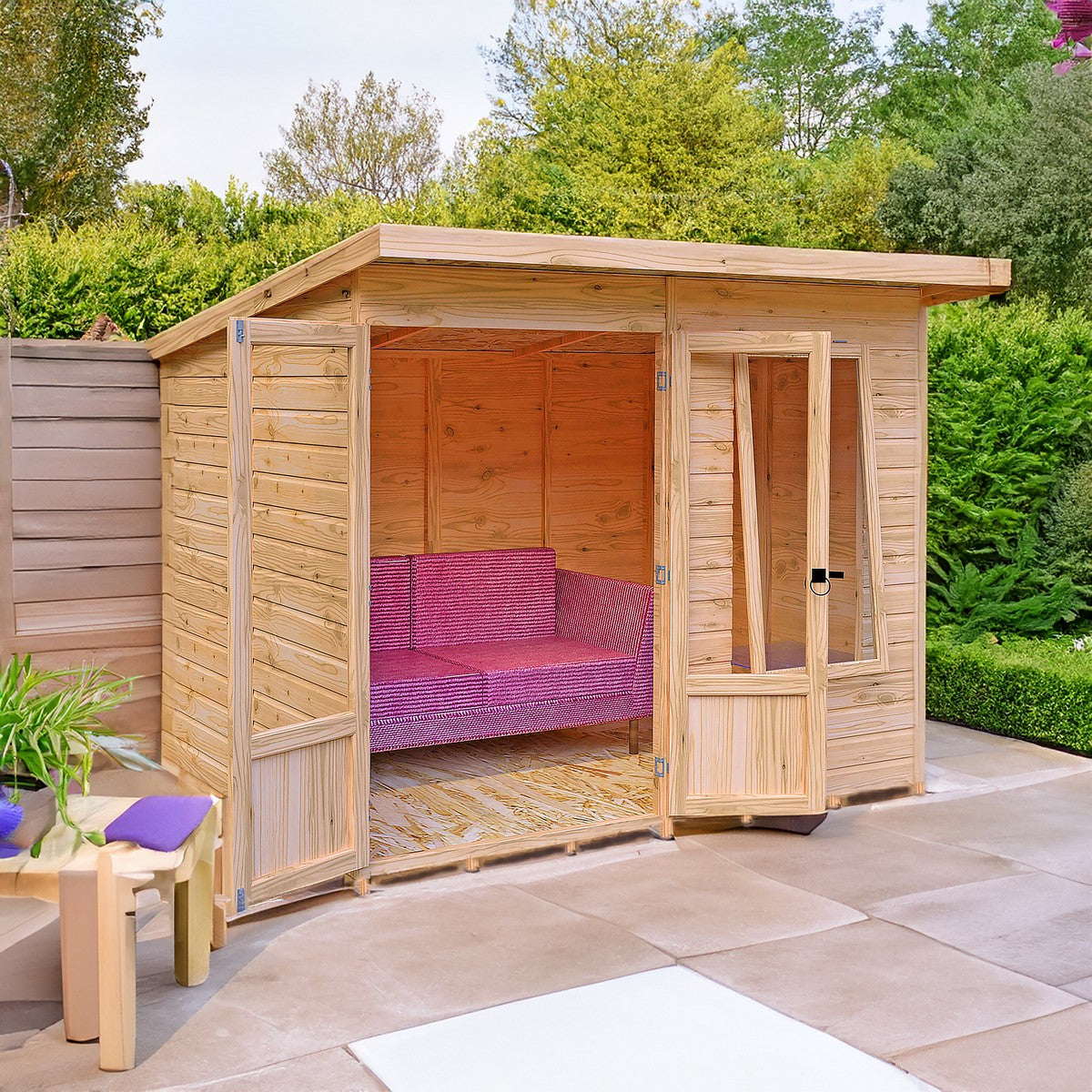 Shire Peony 7' 4" x 8' 4" Pent Summerhouse - Premium Dip Treated Shiplap