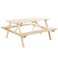 4 Seater Wooden Picnic Table Bench for Outdoor Garden or Patio with Parasol Cutout 150 cm